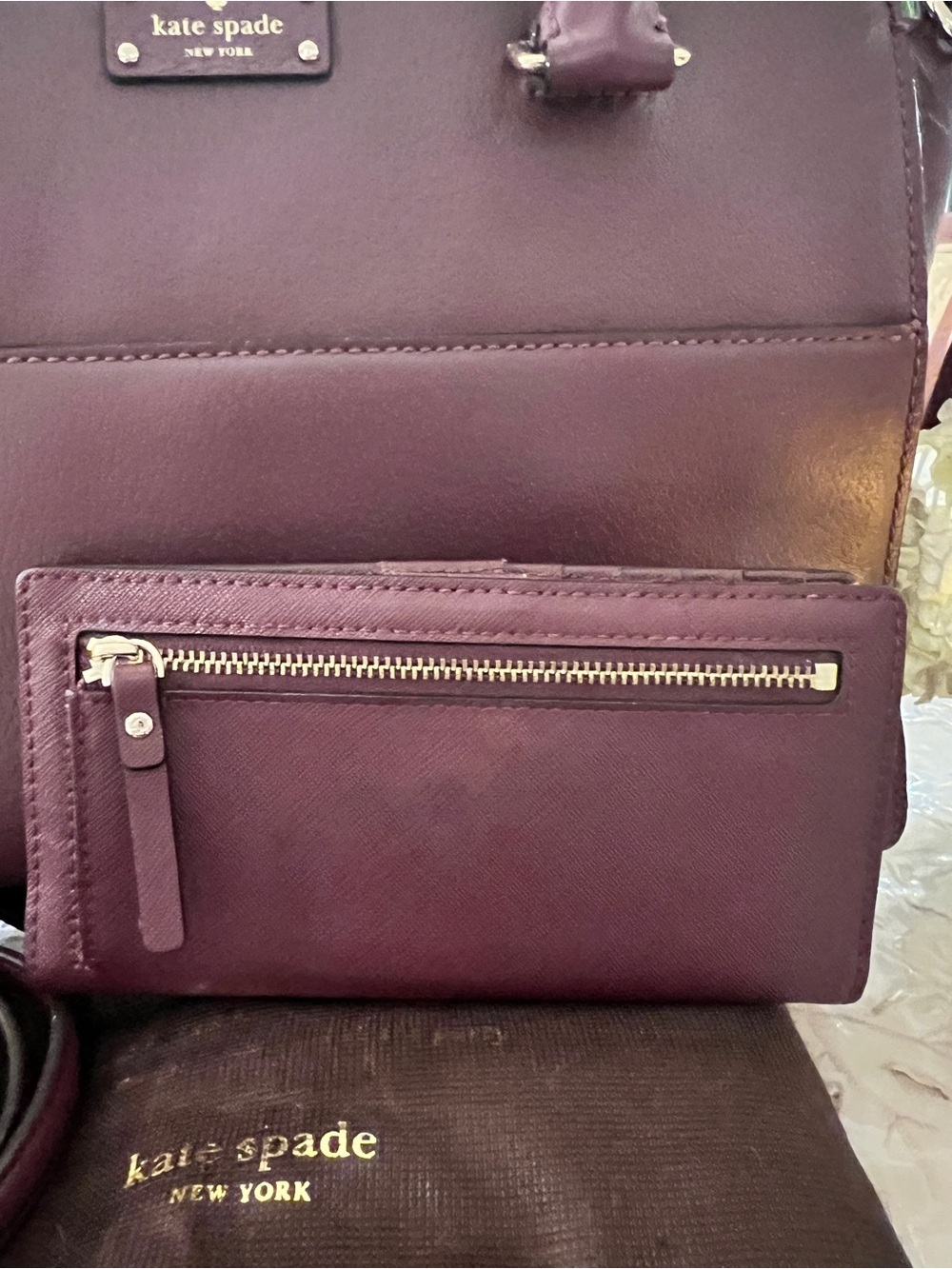 Kate Spade New York Grove Street Lana Plum Tote & Wallet Set - Picture 5 of 10